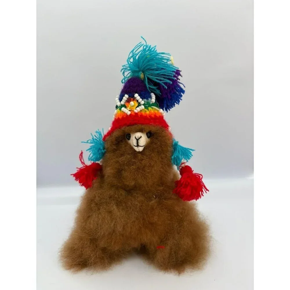 Classic and Cute Alpaca with Peruvian Style Beanie 6